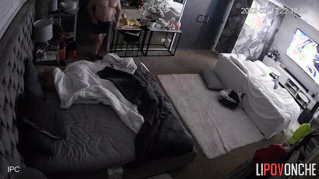 Blonde MILF touches her partner's small cock while sleeping in bed