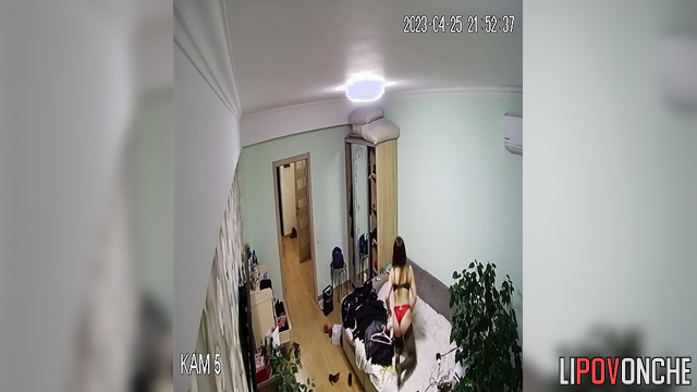 Young teacher in stockings rehearses sex positions before an upcoming date