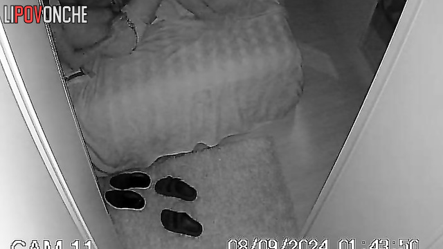 A guy set up a hidden camera to film him fucking a big-breasted girlfriend.
