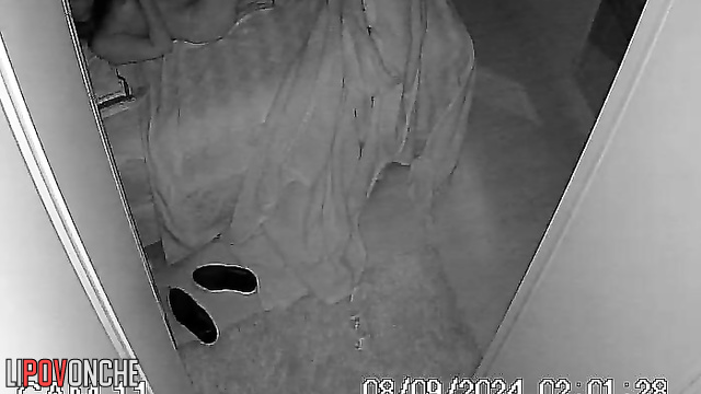 A guy set up a hidden camera to film him fucking a big-breasted girlfriend.