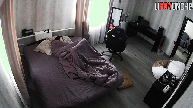She was lying in her lover's bed and then started getting ready to go home