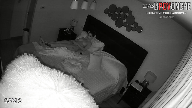 Naked sexy slut was lying on the bed and was bored
