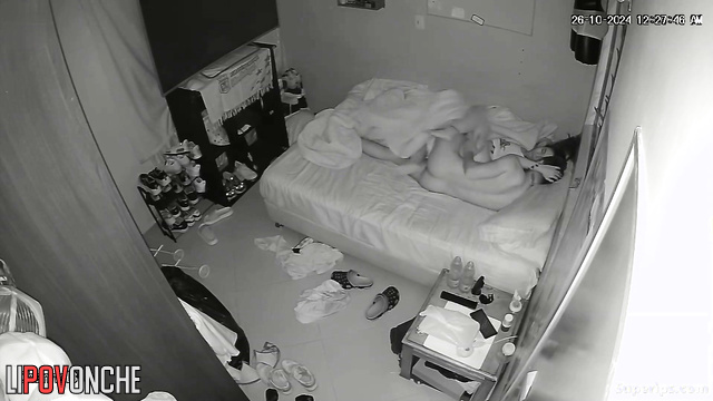 A bored brunette loves to have sex with her bearded husband only with the lights off