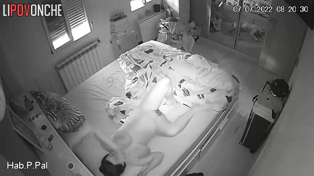 Naked chubby lady is lazy (she lies on the bed all day long)