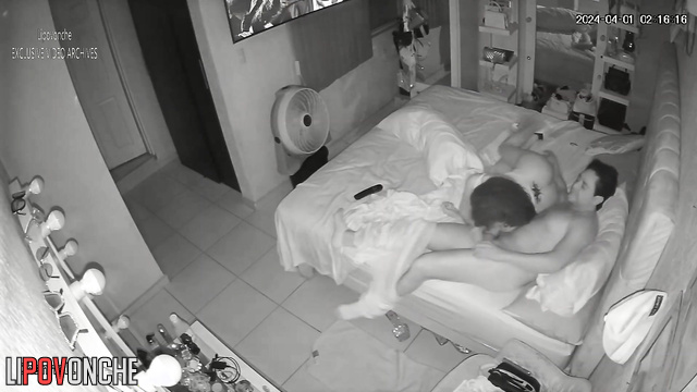 She sweated for a long time over his penis in bed