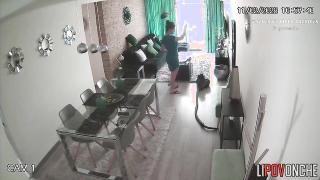 Busty slut chatting with her client after bath, spy cam