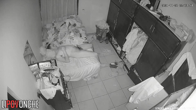 Bedroom spy camera fixed hot movements between spouses