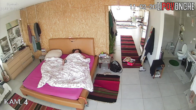 While one family member sleeps, the other gets ready for work