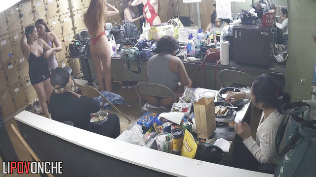 Sexy strippers preparing to go on stage (spy cam)