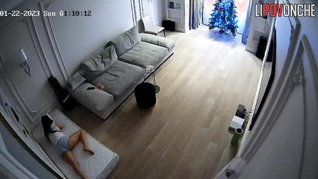 Real passionate love near the year tree (on New Year's Eve)